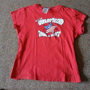 American Angel at Heart Girls Red T-Shirt Large Cotton